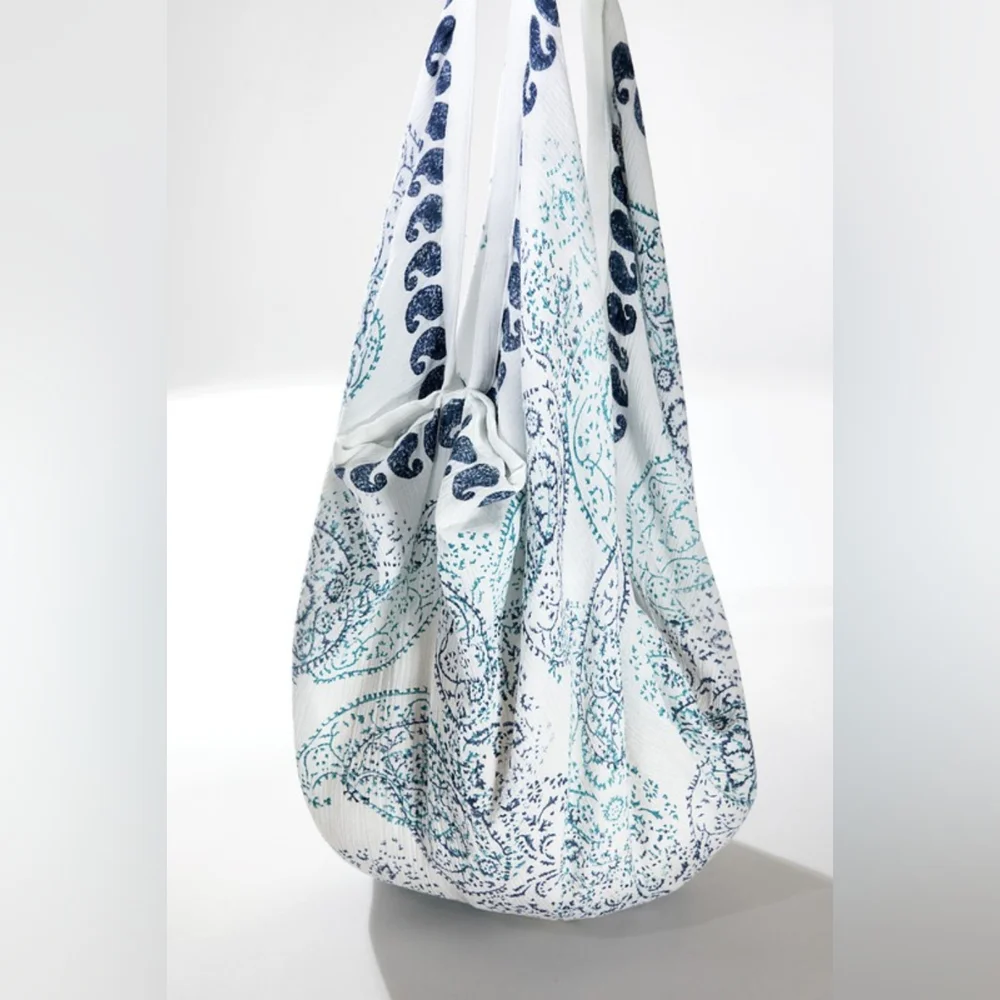 Hobo Beach Yoga Boho Chic Shoulder Bag - Handblock Paisley Print - Fine Cotton - Picture 3 of 6